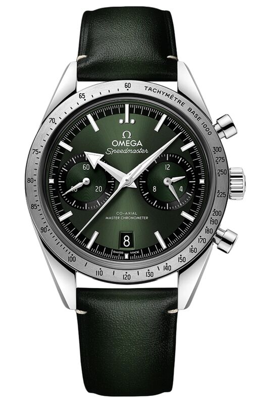 Omega Speedmaster '57 Chronograph 40.5mm Green Dial Steel Leather Strap 332.12.41.51.10.001
