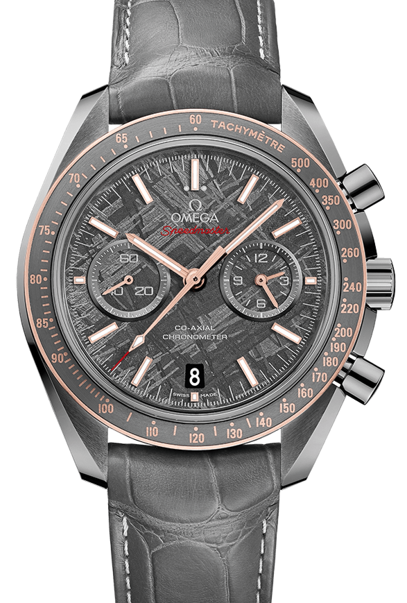 Omega Speedmaster Dark Side Of The Moon Co-Axial Chronometer Chronograph 44.25mm "Meteorite" Ceramic Sedna Gold Bezel Grey Dial Alligator Leather Strap 311.63.44.51.99.002 - BRAND NEW