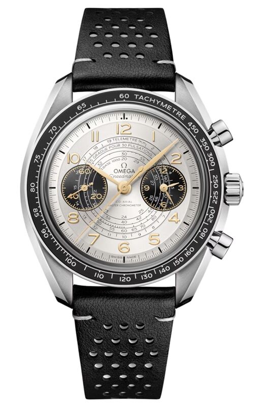Omega Speedmaster Two Counters Chronoscope "Paris 2024" 43mm Steel Silver Dial Leather Strap 522.32.43.51.02.001
