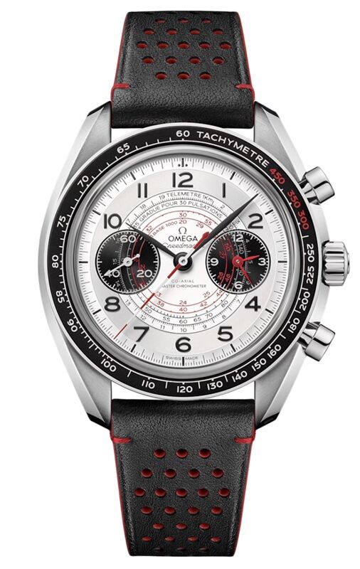 Omega Speedmaster Two Counters Chronoscope Chronograph 43mm Steel Silver Dial Leather Strap 329.32.43.51.02.001