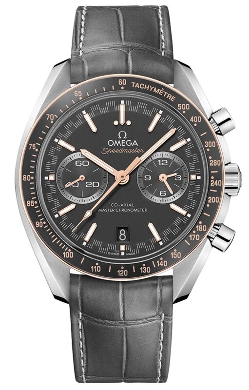 Omega Speedmaster Two Counters Racing 44.25mm Steel Grey Dial Leather Strap 329.23.44.51.06.001