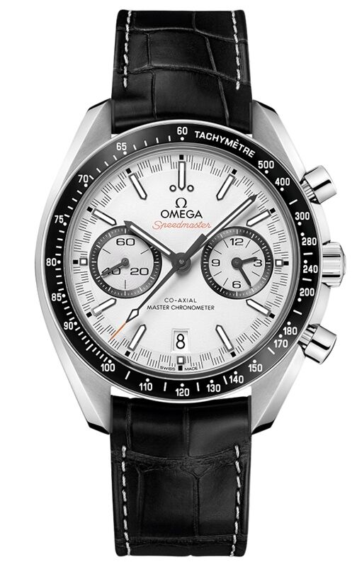 Omega Speedmaster Two Counters Racing 44.25mm Steel White Dial Leather Strap 329.33.44.51.04.001