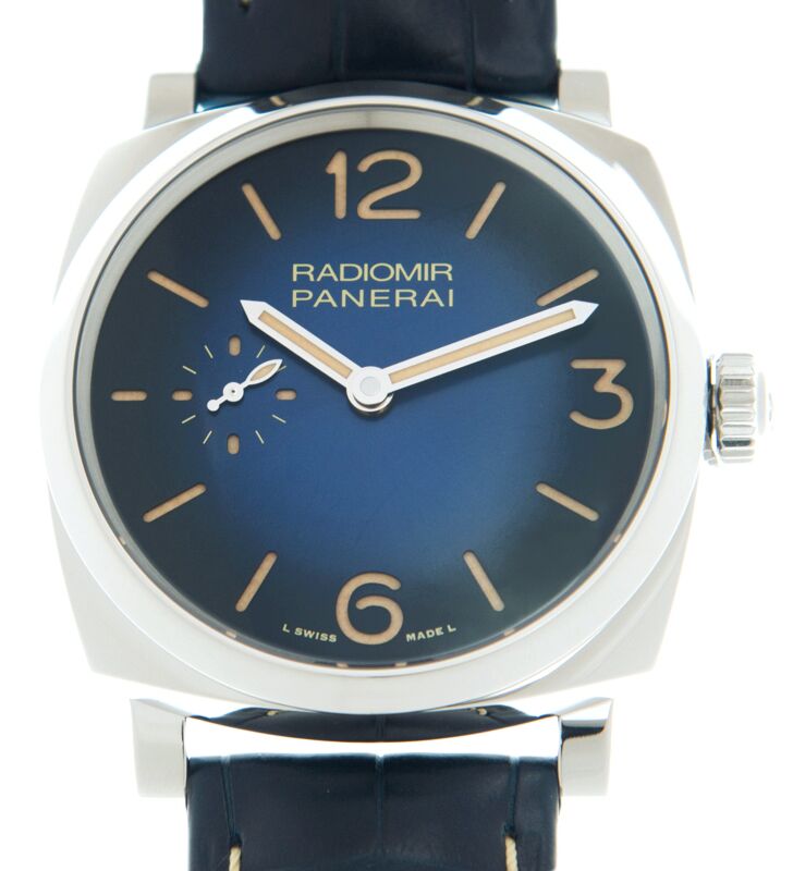 Panerai Radiomir Steel 42mm Blue Dial Leather Strap PAM01144
