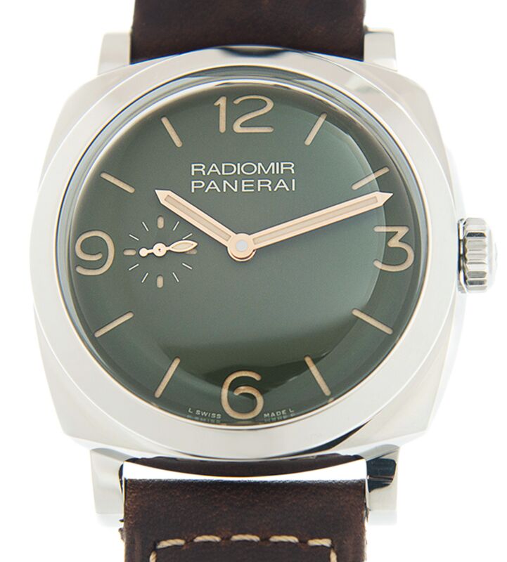 Panerai Radiomir Steel 45mm Green Dial Leather Strap PAM00995