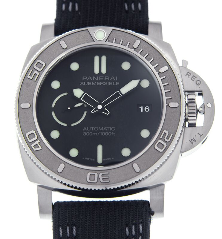 Panerai Submersible Mike Horn Edition Titanium 47mm Black Dial Recycled PET Nylon Strap PAM00984