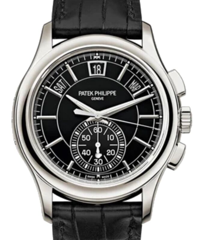 Patek Philippe Complications Flyback Chronograph Annual Calendar Platinum Black Dial 5905P-010 