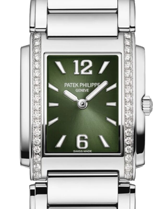 Patek Philippe Twenty~4 Ladies Stainless Steel Olive Green Dial 4910/1200A-011