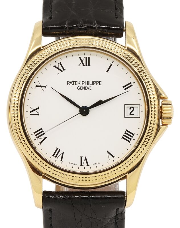 Patek Philippe Calatrava Yellow Gold 37mm White Dial Hobnail Bezel Leather Bracelet 5117J - PRE-OWNED