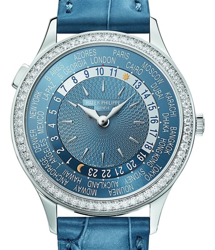 Patek Philippe Complications World Time White Gold Blue Dial Diamond Bezel 7130G-016 - BRAND NEW
