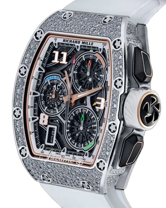 Richard Mille Lifestyle Flyback Chronograph White Gold & Snow Set Diamonds RM 72-01 - BRAND NEW