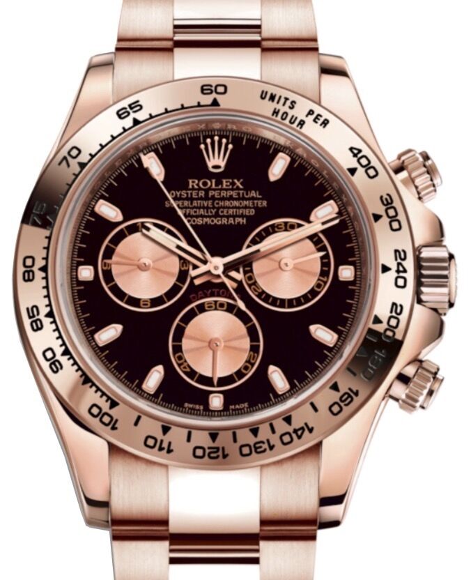 Rolex Daytona Rose Gold Black Index Dial Oyster Bracelet 116505