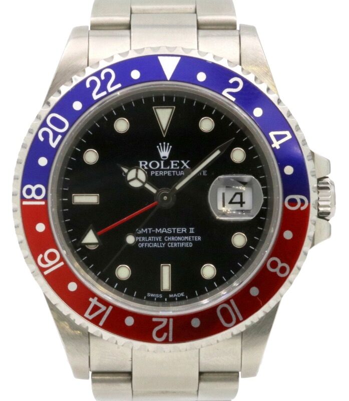 Rolex GMT-Master II Stainless Steel 40mm Red/Blue "Pepsi" Aluminum Bezel SEL Oyster Bracelet Holes Case 16710 - PRE-OWNED 2000-03