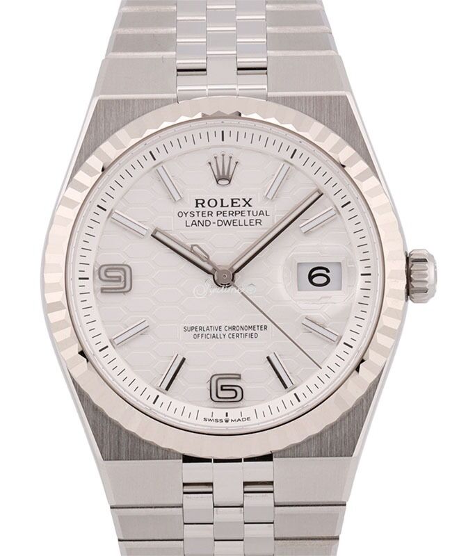 Rolex Land-Dweller 36 White Gold/Steel Intense White Honeycomb Motif Dial Fluted Bezel 127234