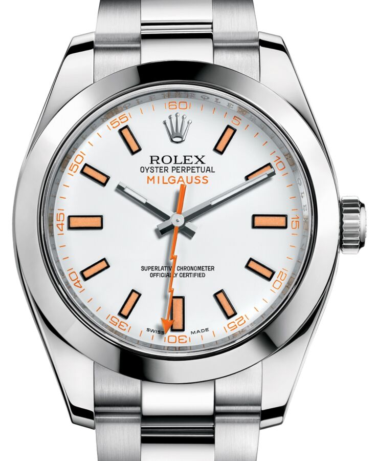 Rolex Milgauss Stainless Steel White Dial Smooth Bezel Oyster Bracelet 116400 - BRAND NEW