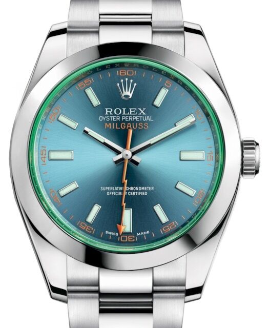 Rolex Milgauss Green Crystal Stainless Steel Blue Dial 116400GV - BRAND NEW