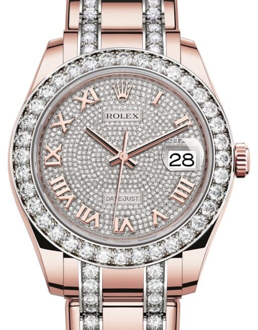 Rolex Pearlmaster 39 Rose Gold Diamond Paved Roman Dial & Diamond Bezel Diamond Set Pearlmaster Bracelet 86285 - BRAND NEW