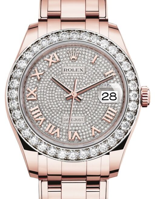Rolex Pearlmaster 39 Rose Gold Diamond Paved Roman Dial & Diamond Bezel Pearlmaster Bracelet 86285 - BRAND NEW