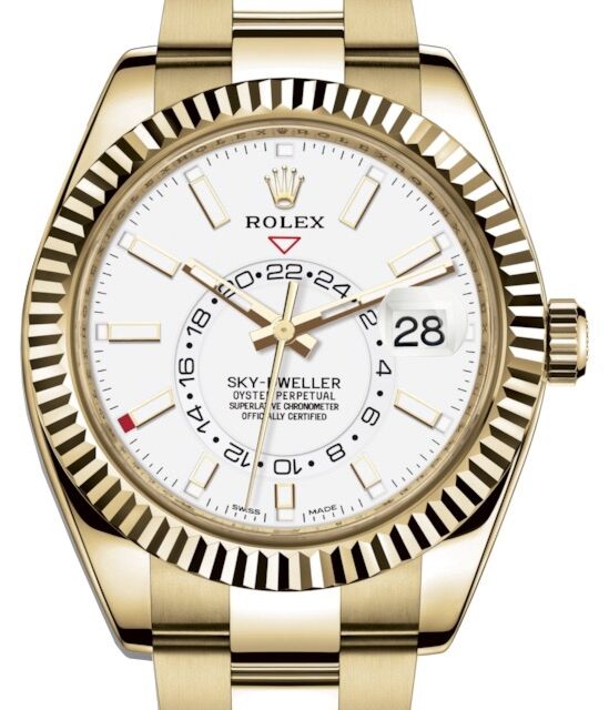 Rolex Sky-Dweller Yellow Gold White Index Dial Oyster Bracelet 326938