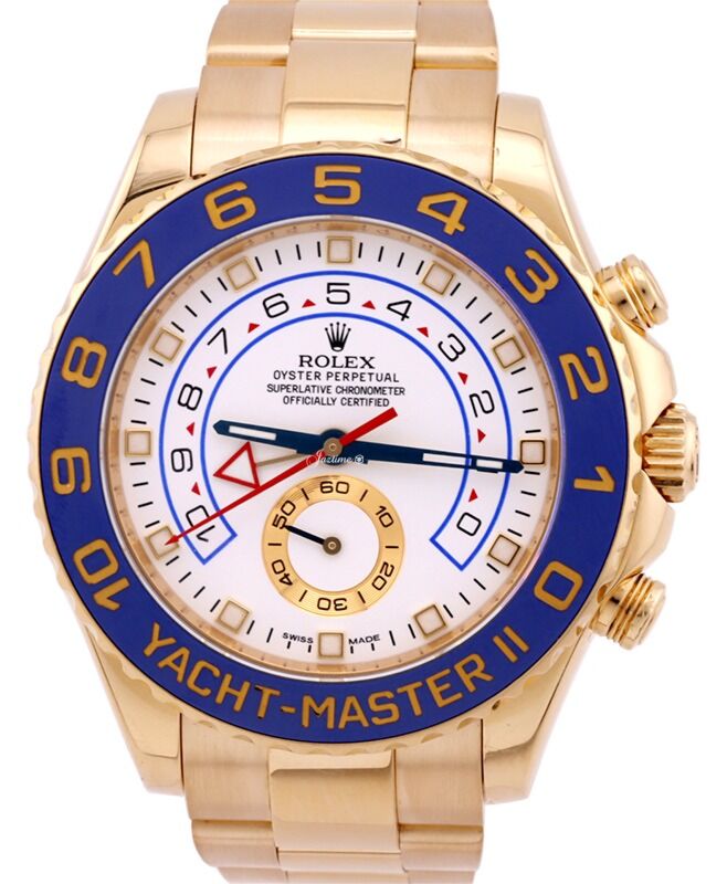 Rolex Yacht-Master II Yellow Gold White 44mm Dial Blue Hands Ceramic Blue Bezel 116688 - PRE-OWNED