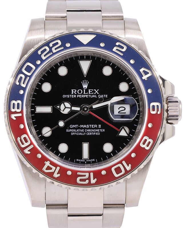 Rolex GMT-Master II "PEPSI" White Gold Black Dial & Red/Blue Ceramic Bezel Oyster Bracelet 116719BLRO - PRE-OWNED