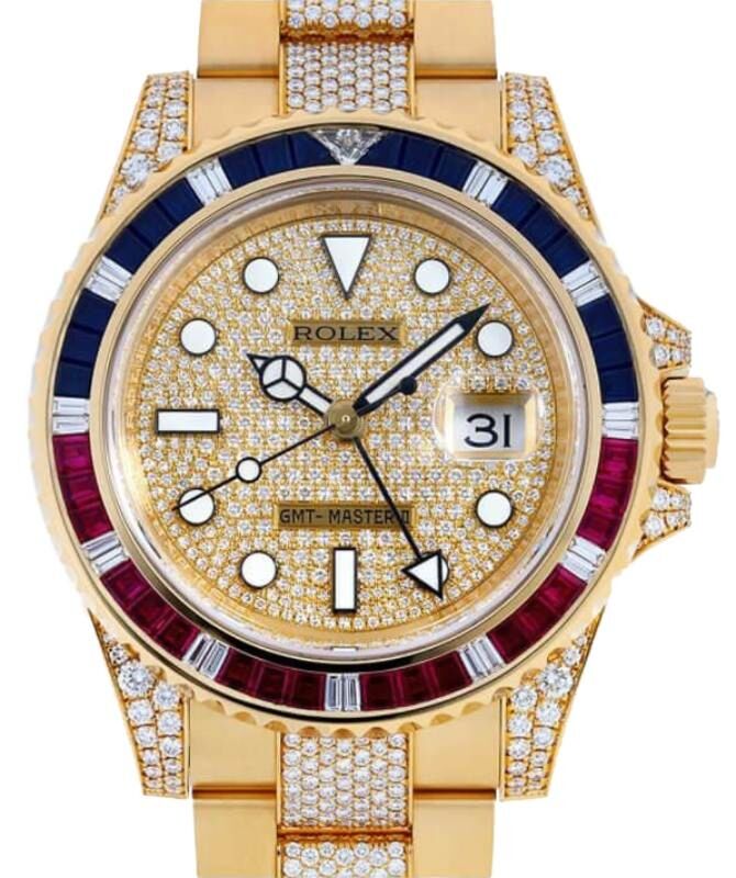 Rolex GMT-Master  II Yellow Gold Sapphire/Diamond Bezel & Bracelet 116758SARU