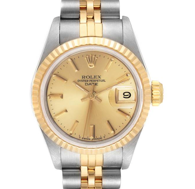 Rolex Ladies Datejust 26 Yellow Gold/Stainless Steel Champagne Dial & Fluted Bezel Jubilee 69173