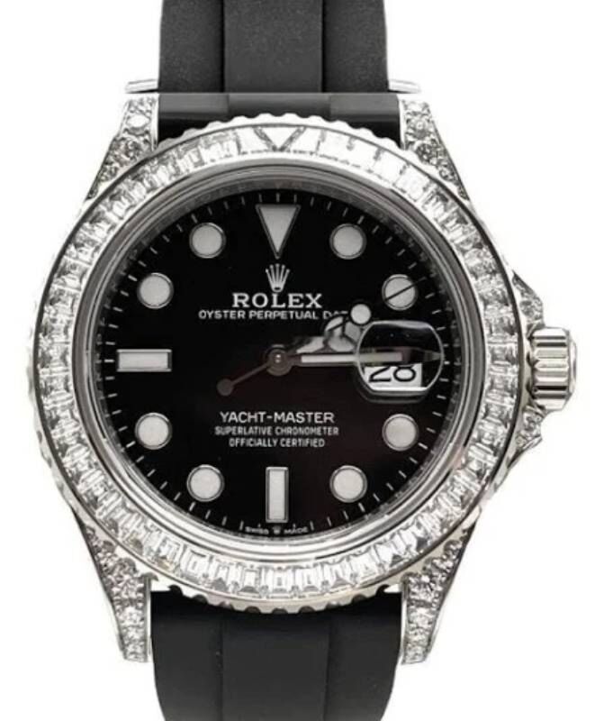 Rolex Yacht-Master 42 White Gold Black Dial Diamond Bezel Oysterflex Strap 226679TBR - BRAND NEW