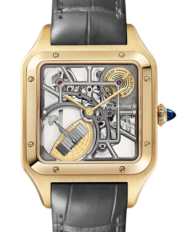 Santos-Dumont Micro-Rotor Skeleton Large Yellow Gold WHSA0043
