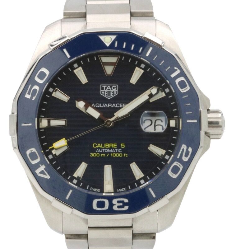 TAG Heuer Aquaracer Calibre 5 Stainless Steel Blue Index Dial & Ceramic Bezel WAY201B - PRE-OWNED