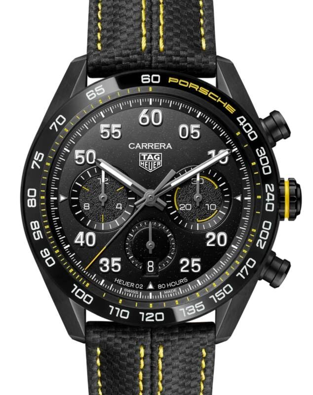 Tag Heuer Carrera Porsche Chronograph Stainless Steel/Ceramic 44mm Black Dial Leather Strap CBN2A1H.FC6512 - BRAND NEW