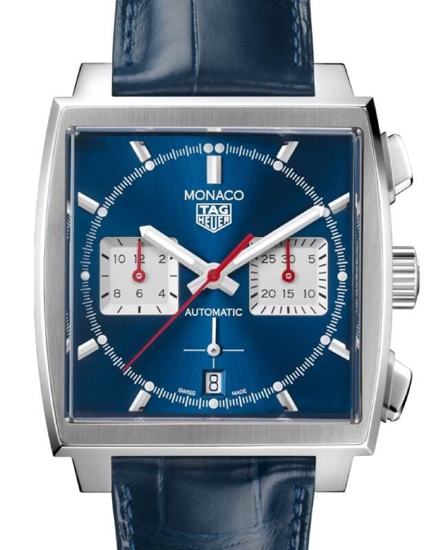 Tag Heuer Monaco Chronograph Stainless Steel 39mm Blue Dial Leather Strap CBL2111.FC6453 - BRAND NEW