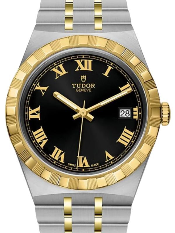 TUDOR ロイヤル　イエローゴールド　38ミリ Tudor Royal Steel Black Dial 38mm Yellow Gold Cap Bracelet M28503