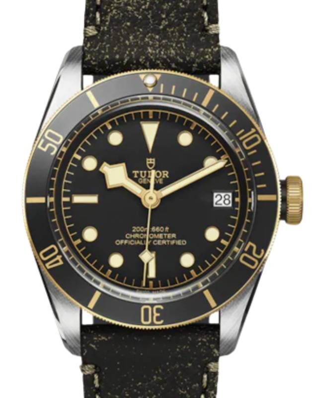 Tudor Black Bay S&G Steel 41mm Black Dial Aged Leather Strap M79733N-0007