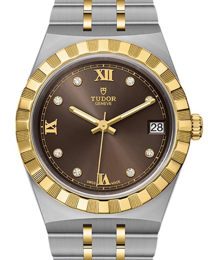 Tudor Royal Steel Yellow Gold 34mm Chocolate Brown Diamond Dial M28403-0009 - BRAND NEW