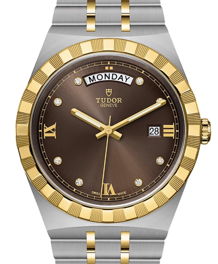 Tudor Royal Steel Yellow Gold 41mm Chocolate Brown Diamond Dial M28603-0008 - BRAND NEW