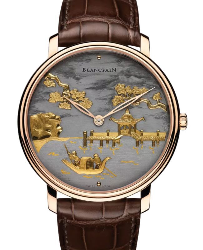 Blancpain Métiers D'Art Damasquinée Red Gold 45mm Grey Dial Leather Strap 6615 3612 55B - BRAND NEW