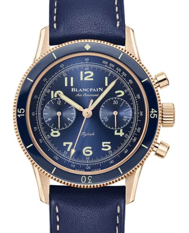 Blancpain Air Command Flyback Chronograph Red Gold 42.5mm Blue Dial Leather Strap AC02 36B40 63B - BRAND NEW