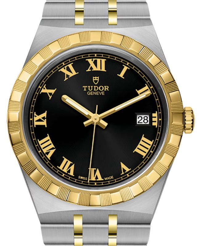 Tudor Royal Steel Black Dial 38mm Yellow Gold Cap Bracelet M28503-0006 - BRAND NEW
