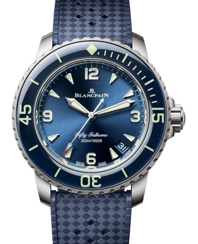 Blancpain Fifty Fathoms Automatique Titanium Sapphire Bezel 42.3mm Blue Dial 5010 12B40 O64B - BRAND NEW