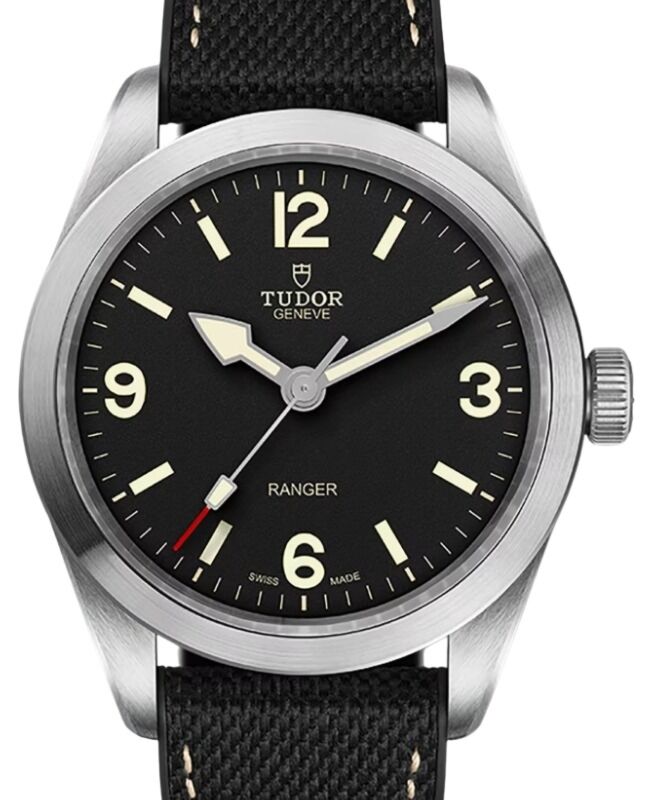 Tudor Ranger Steel 39mm Hybrid Rubber Leather Bracelet Black Dial  M79950-0002- BRAND NEW