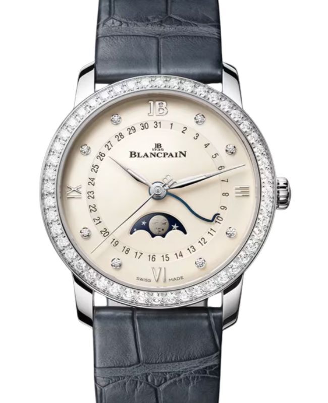 Blancpain Villeret Quantième Phases de Lune Steel 33.2mm Opaline Diamonds Dial 6126N 4687 55B - BRAND NEW