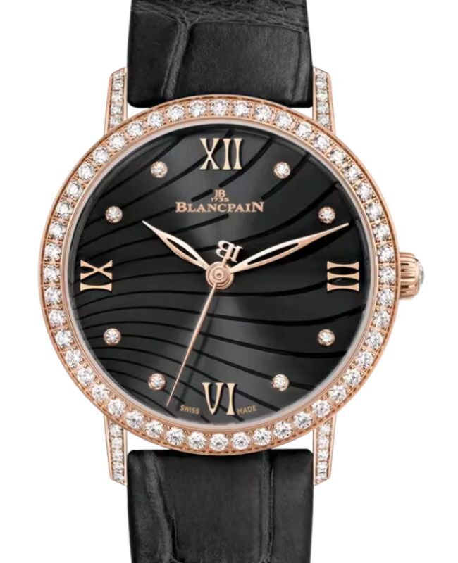 Blancpain Villeret Ultraplate Red gold Set with Diamonds Bezel 29.20mm Black Dial 6104 2930 55A