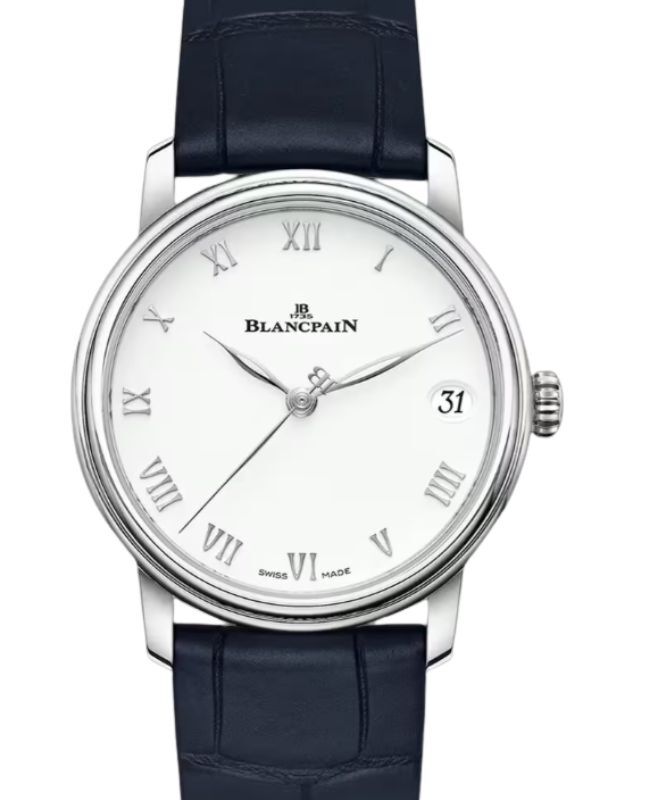 Blancpain Villeret Women Date Steel 33.2mm White Dial Alligator Leather Strap 6127 1127 55B - BRAND NEW