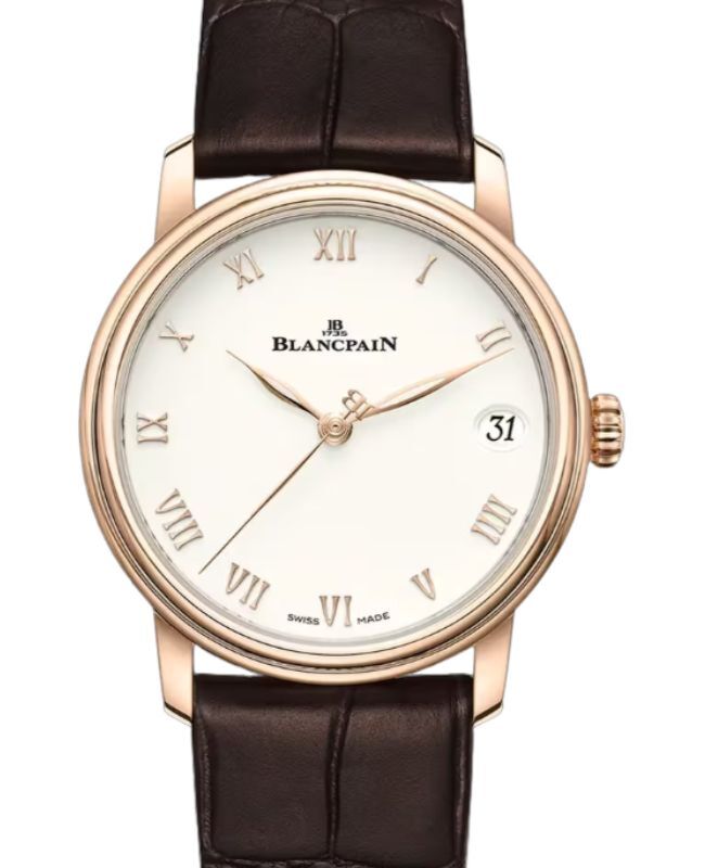 Blancpain Villeret Women Date Red Gold 33.2mm Opaline Dial Alligator Leather Strap 6127 3642 55B - BRAND NEW