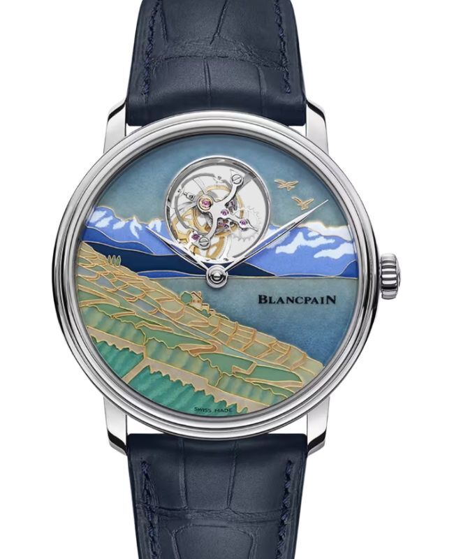 Blancpain Métiers d'Art Émail Cloisonné Platinum 42mm Blue Dial Leather Strap 66240 3433 55B - BRAND NEW