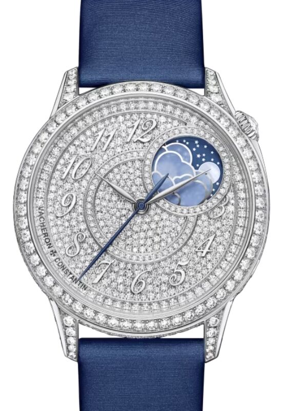 Vacheron Constantin Egerie Moon Phase 37mm White Gold Diamond Paved Dial 8006F/000G-B499 - BRAND NEW