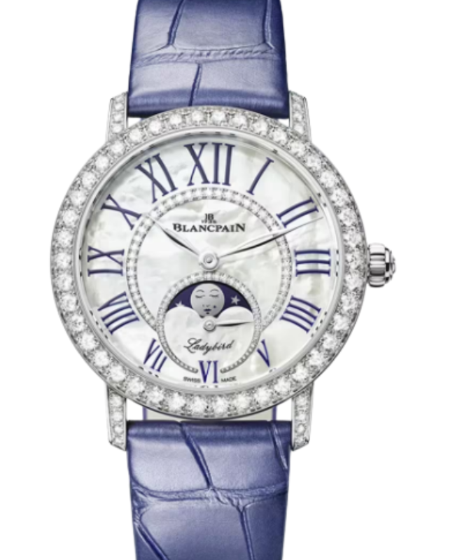 Blancpain Ladybird Colors Phases de Lune White Gold 34.9mm Mother of Pearl Dial 3662 1954 55B - BRAND NEW