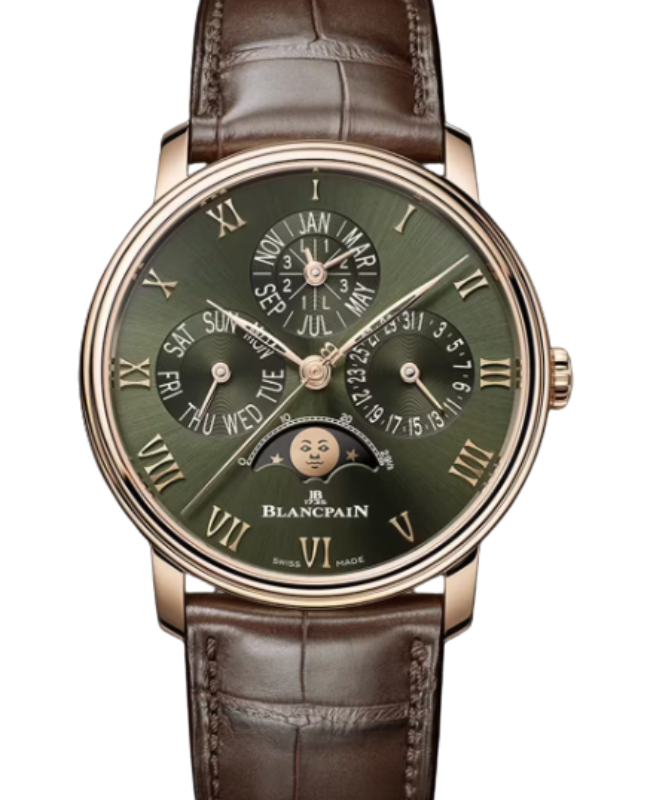 Blancpain Villeret Quantième Perpétuel Red Gold 40.3mm Sunburst Green Dial 6656 3653 55B - BRAND NEW