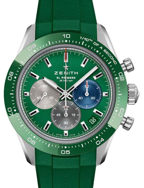 Zenith Chronomaster Sport Steel/Ceramic 41mm Green Dial Rubber Strap 03.3119.3600/56.R952