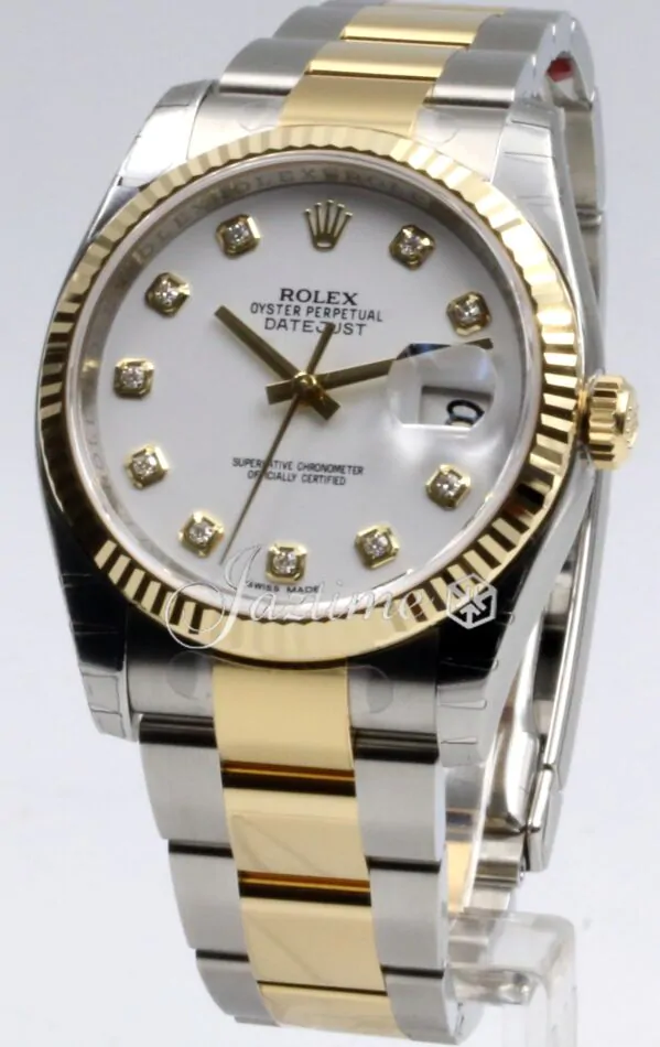 Rolex Datejust 36 116233-WHTDFO White Diamond Fluted Yellow Gold
